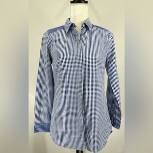 Tyler Boe Women's Size 4 Sherri Blue White Gingham Button Down Top